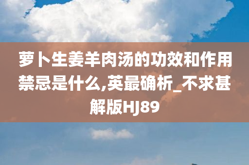 萝卜生姜羊肉汤的功效和作用禁忌是什么,英最确析_不求甚解版HJ89