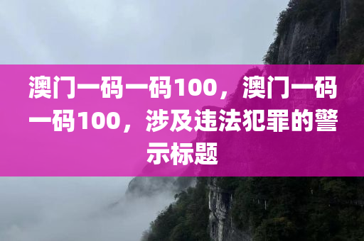 澳门一码一码100，澳门一码一码100，涉及违法犯罪的警示标题