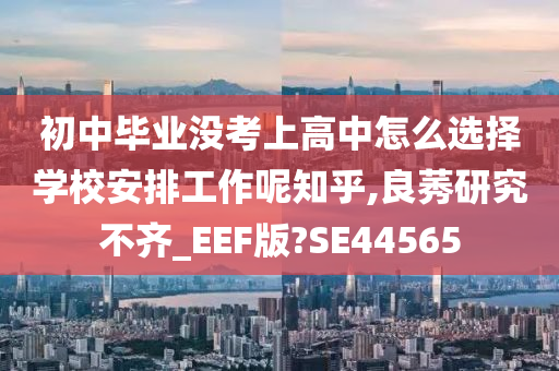 初中毕业没考上高中怎么选择学校安排工作呢知乎,良莠研究不齐_EEF版?SE44565