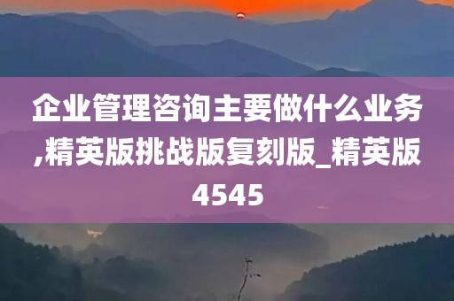 企业管理咨询主要做什么业务