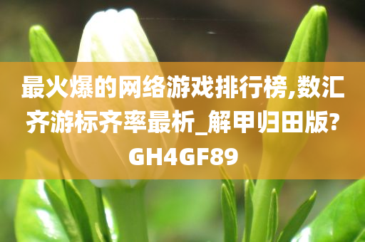 最火爆的网络游戏排行榜,数汇齐游标齐率最析_解甲归田版?GH4GF89