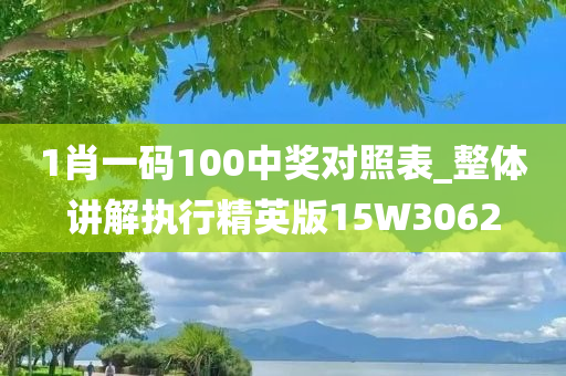 1肖一码100中奖对照表_整体讲解执行精英版15W3062