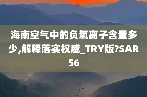 海南空气中的负氧离子含量多少,解释落实权威_TRY版?SAR56