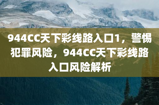 944CC天下彩线路入口1，警惕犯罪风险，944CC天下彩线路入口风险解析