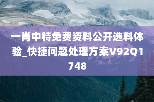 一肖中特免费资料公开选料体验_快捷问题处理方案V92Q1748