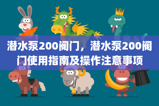 潜水泵200阀门，潜水泵200阀门使用指南及操作注意事项