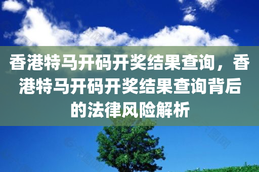 香港特马开码开奖结果查询，香港特马开码开奖结果查询背后的法律风险解析