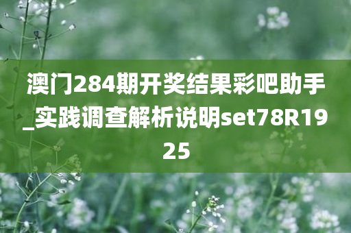 澳门284期开奖结果彩吧助手_实践调查解析说明set78R1925