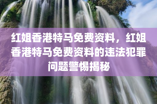 红姐香港特马免费资料，红姐香港特马免费资料的违法犯罪问题警惕揭秘