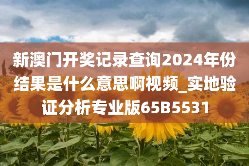 新澳门开奖记录查询2024年份结果是什么意思啊视频_实地验证分析专业版65B5531