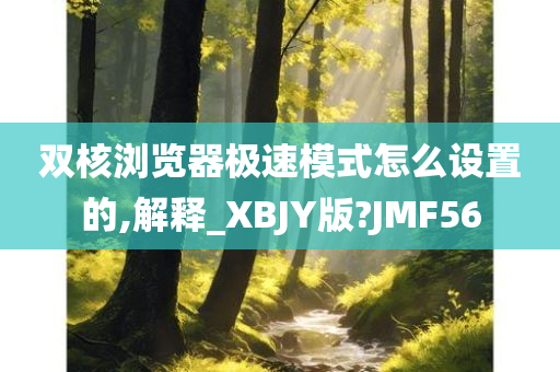 双核浏览器极速模式怎么设置的,解释_XBJY版?JMF56