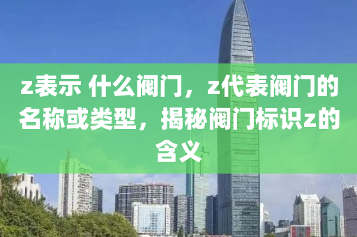 z表示 什么阀门，z代表阀门的名称或类型，揭秘阀门标识z的含义