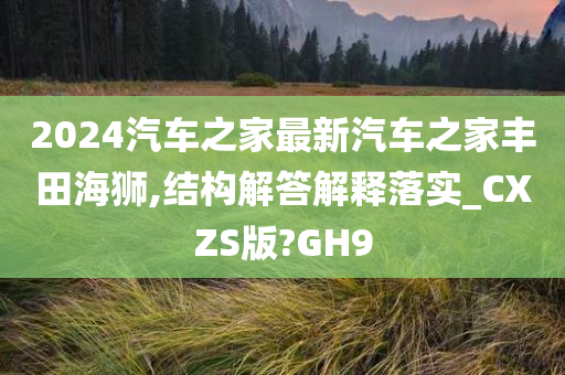 2024汽车之家最新汽车之家丰田海狮,结构解答解释落实_CXZS版?GH9