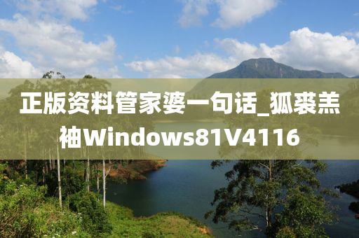 正版资料管家婆一句话_狐裘羔袖Windows81V4116