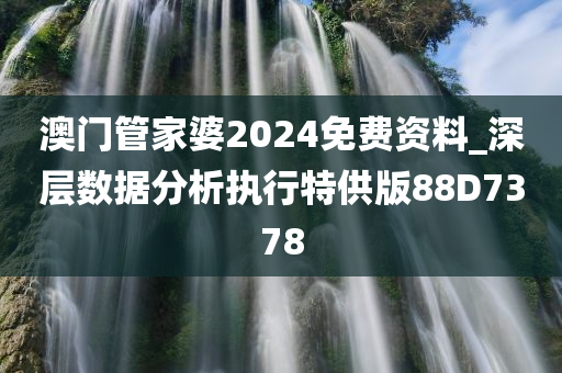 澳门管家婆2024免费资料_深层数据分析执行特供版88D7378