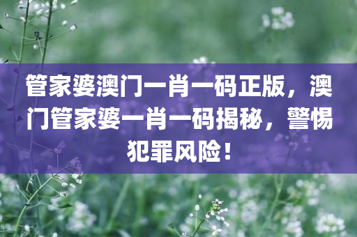 管家婆澳门一肖一码正版