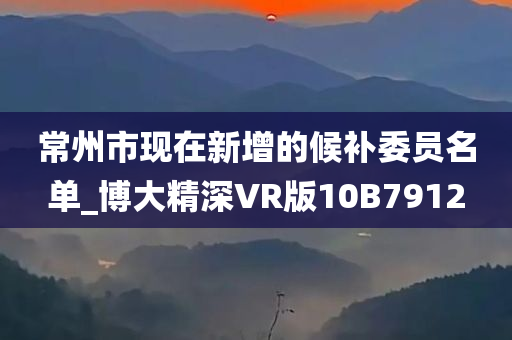 常州市现在新增的候补委员名单_博大精深VR版10B7912