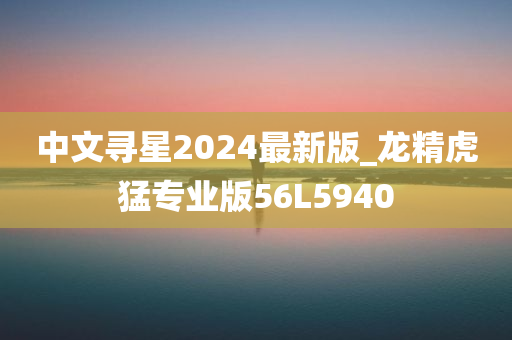 中文寻星2024最新版_龙精虎猛专业版56L5940