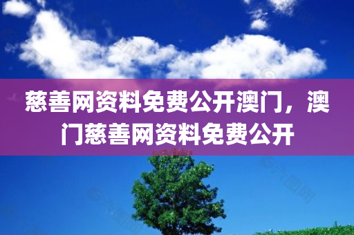 慈善网资料免费公开澳门，澳门慈善网资料免费公开