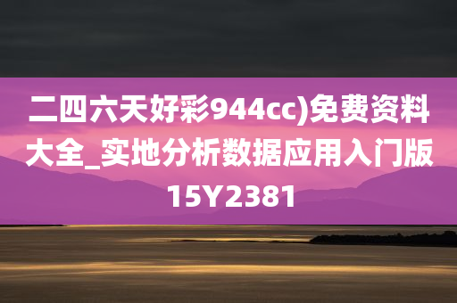 二四六天好彩944cc)免费资料大全_实地分析数据应用入门版15Y2381