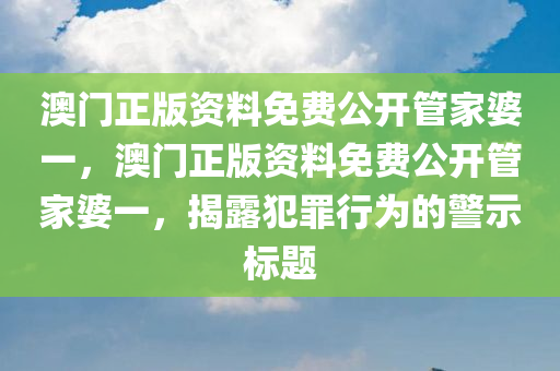 澳门正版资料免费公开管家婆一，澳门正版资料免费公开管家婆一，揭露犯罪行为的警示标题