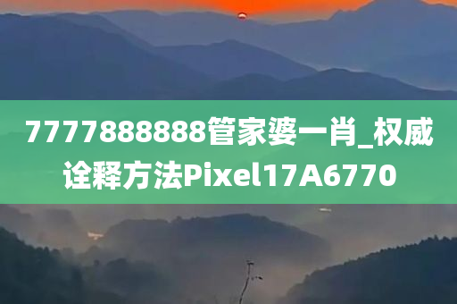 7777888888管家婆一肖_权威诠释方法Pixel17A6770