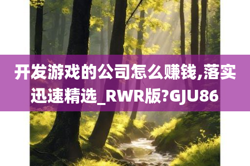 开发游戏的公司怎么赚钱,落实迅速精选_RWR版?GJU86