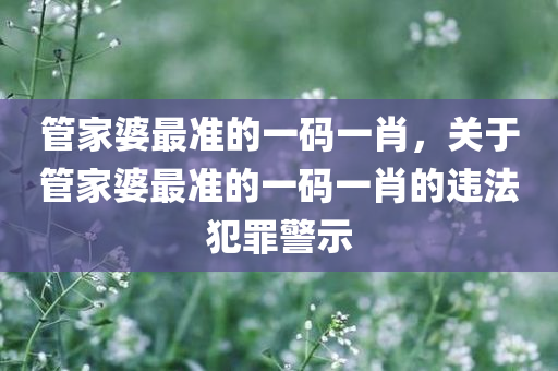 管家婆最准的一码一肖，关于管家婆最准的一码一肖的违法犯罪警示