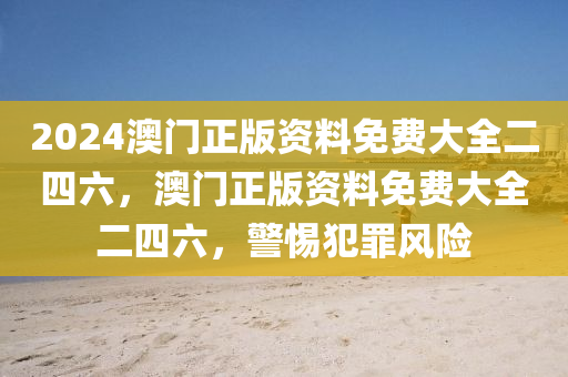 2024澳门正版资料免费大全二四六，澳门正版资料免费大全二四六，警惕犯罪风险