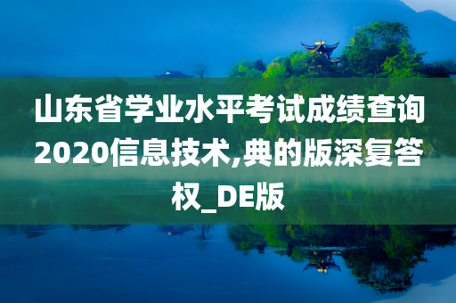 山东省学业水平考试成绩查询2020信息技术,典的版深复答权_DE版