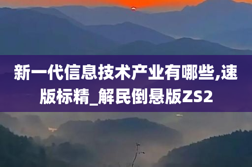 新一代信息技术产业有哪些,速版标精_解民倒悬版ZS2