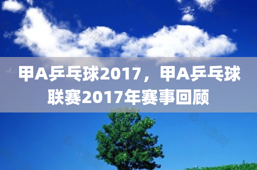 甲A乒乓球2017，甲A乒乓球联赛2017年赛事回顾