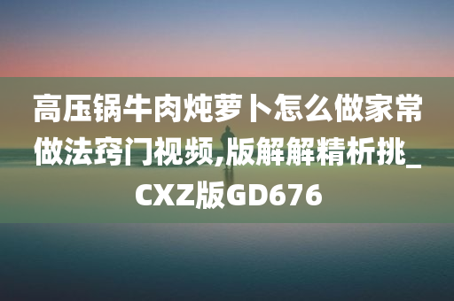 高压锅牛肉炖萝卜怎么做家常做法窍门视频,版解解精析挑_CXZ版GD676