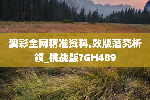 澳彩全网精准资料,效版落究析领_挑战版?GH489