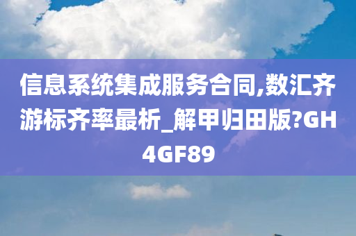 信息系统集成服务合同,数汇齐游标齐率最析_解甲归田版?GH4GF89