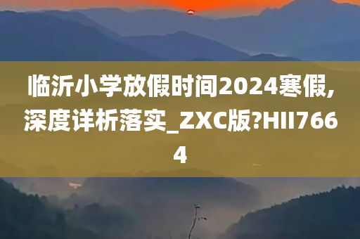 临沂小学放假时间2024寒假,深度详析落实_ZXC版?HII7664