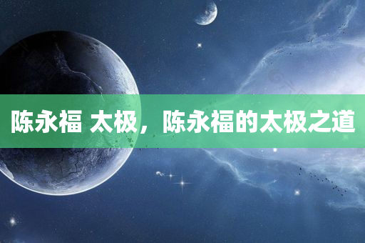 陈永福 太极，陈永福的太极之道