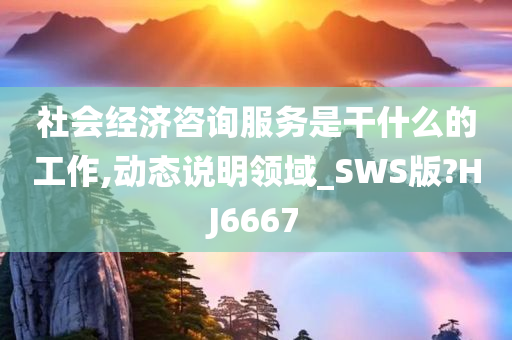 社会经济咨询服务是干什么的工作,动态说明领域_SWS版?HJ6667