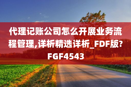 代理记账公司怎么开展业务流程管理,详析精选详析_FDF版?FGF4543