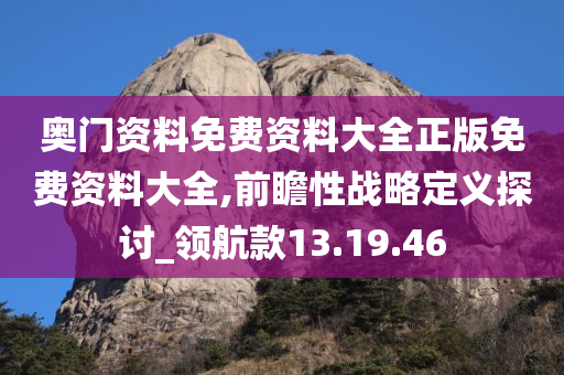 奥门资料免费资料大全正版免费资料大全,前瞻性战略定义探讨_领航款13.19.46