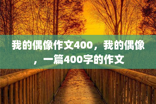 我的偶像作文400，我的偶像，一篇400字的作文