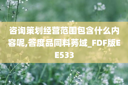 咨询策划经营范围包含什么内容呢,答度品同料莠域_FDF版EE533