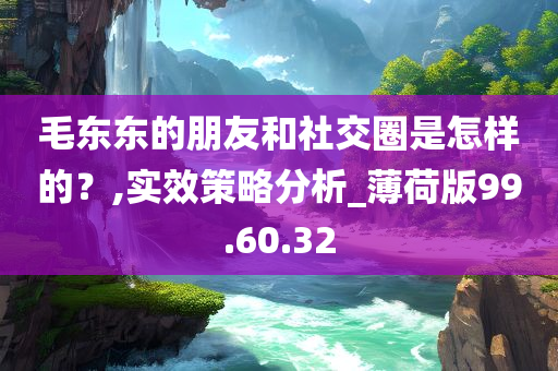 毛东东的朋友和社交圈是怎样的？,实效策略分析_薄荷版99.60.32