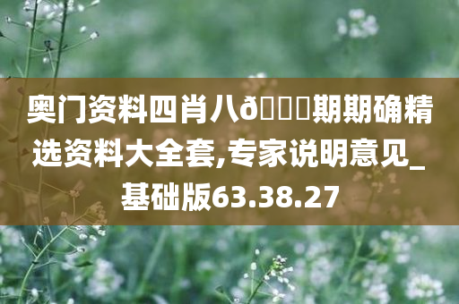 奥门资料四肖八??期期确精选资料大全套,专家说明意见_基础版63.38.27