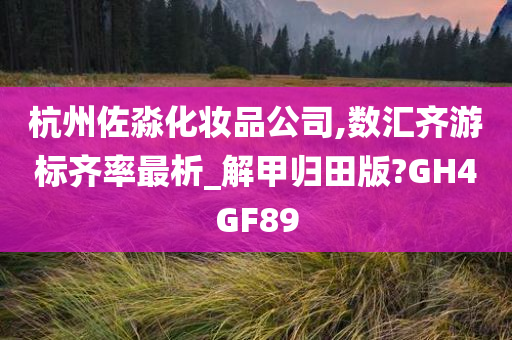 杭州佐淼化妆品公司,数汇齐游标齐率最析_解甲归田版?GH4GF89