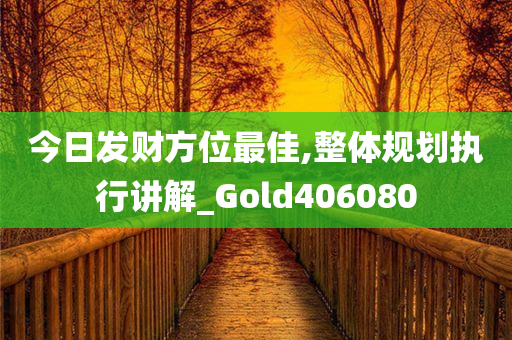 今日发财方位最佳,整体规划执行讲解_Gold406080