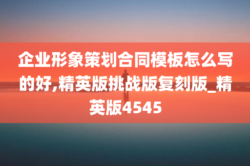 企业形象策划合同模板怎么写的好,精英版挑战版复刻版_精英版4545