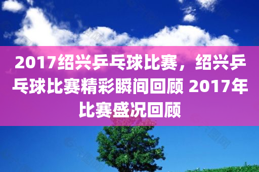 2017绍兴乒乓球比赛