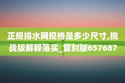 正规排水网规格是多少尺寸,挑战版解释落实_复刻版657687