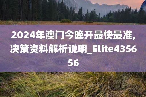 2024年澳门今晚开最快最准,决策资料解析说明_Elite435656